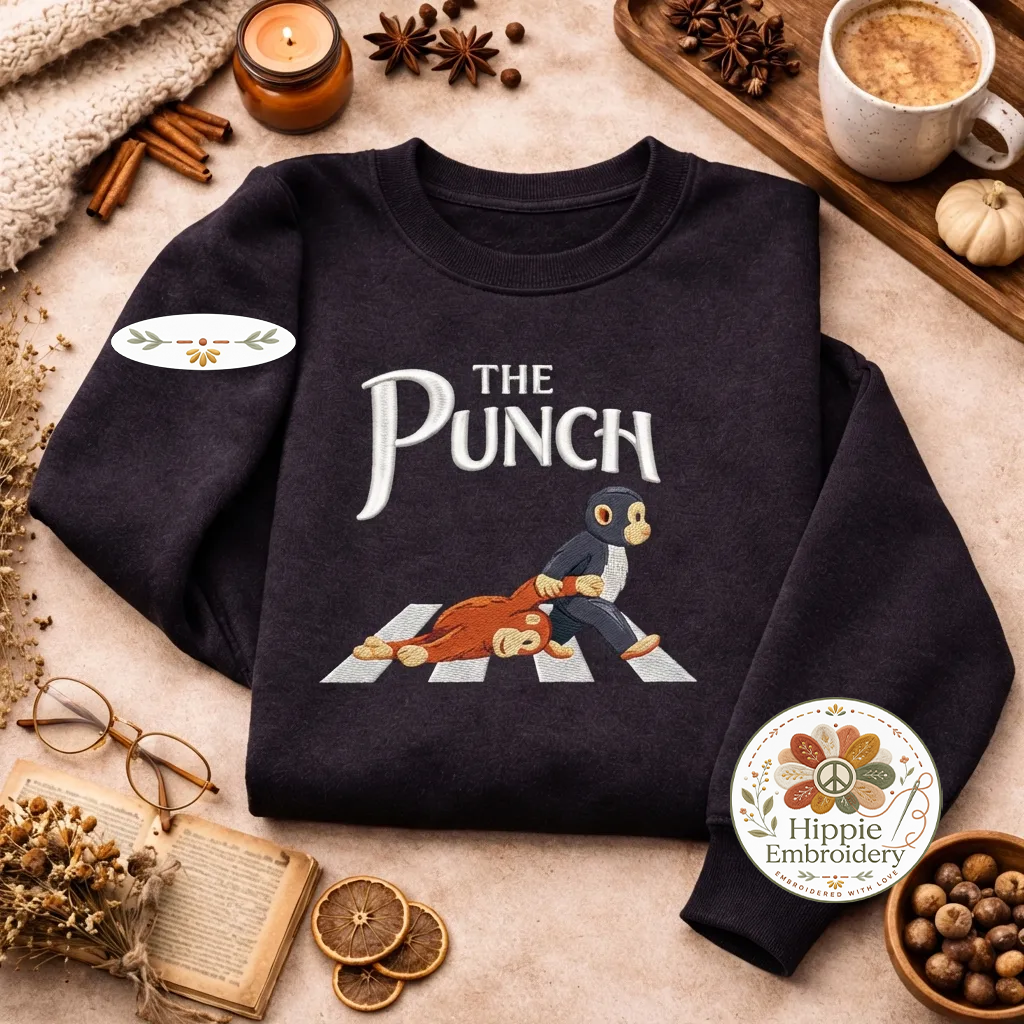 Embroidered The Punch Abbey Road Sweatshirt, Viral Monkey Top