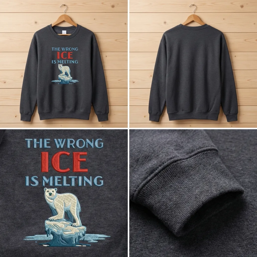 Embroidered The Wrong Ice Is Melting Sweatshirt, Protest Top