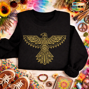 Embroidered Thunderbird Sweatshirt, Indigenous Native Symbol Crew