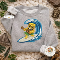 Embroidered Tiki Surfer Sweatshirt, Beach Ukulele Aloha Shirt