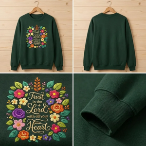 Embroidered Trust In The Lord Sweatshirt, Floral Christian Crewneck