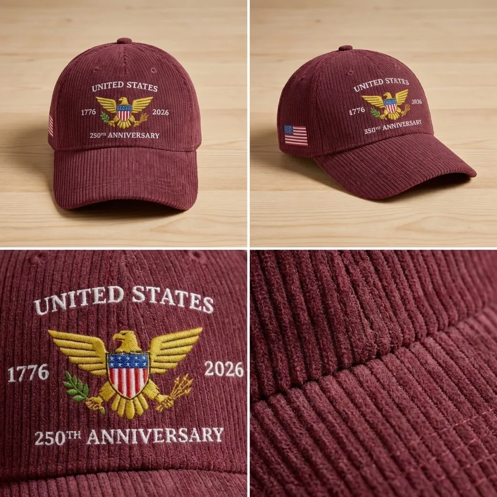 Embroidered US 250th Anniversary Hat, 1776-2026 USA Cap
