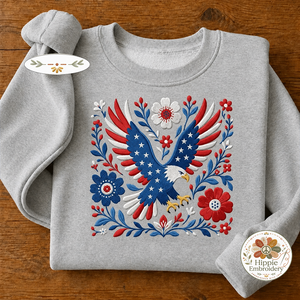 Embroidered USA 250th Anniversary Patriotic Eagle Sweatshirt, Crew