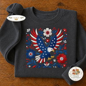 Embroidered USA 250th Anniversary Patriotic Eagle Sweatshirt, Crew