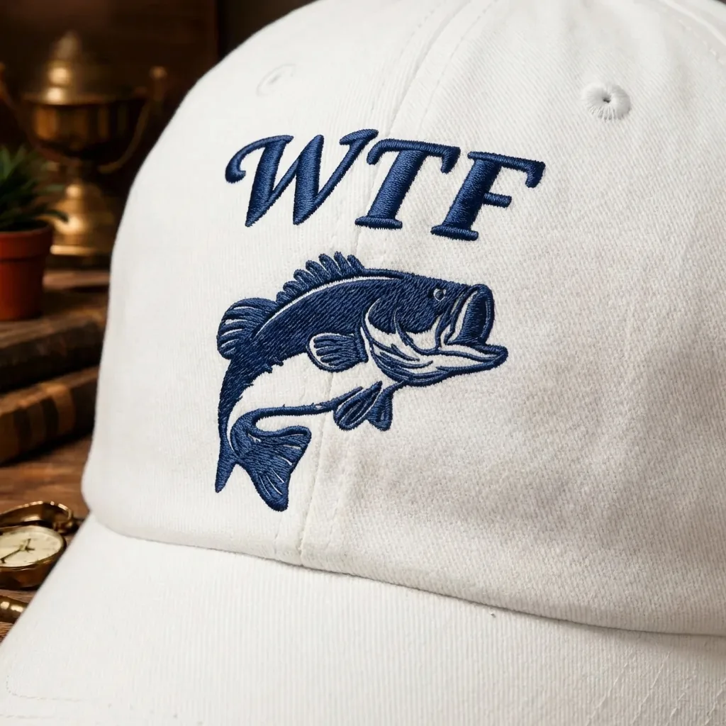 Embroidered WTF Wheres The Fish Hat, Funny Fishing Cap