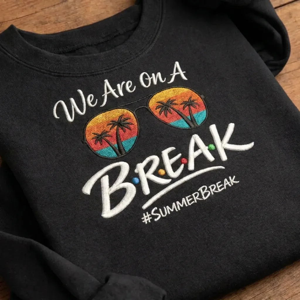 Embroidered We Are On A Break Sweatshirt, Funny Summer Beach Crew
