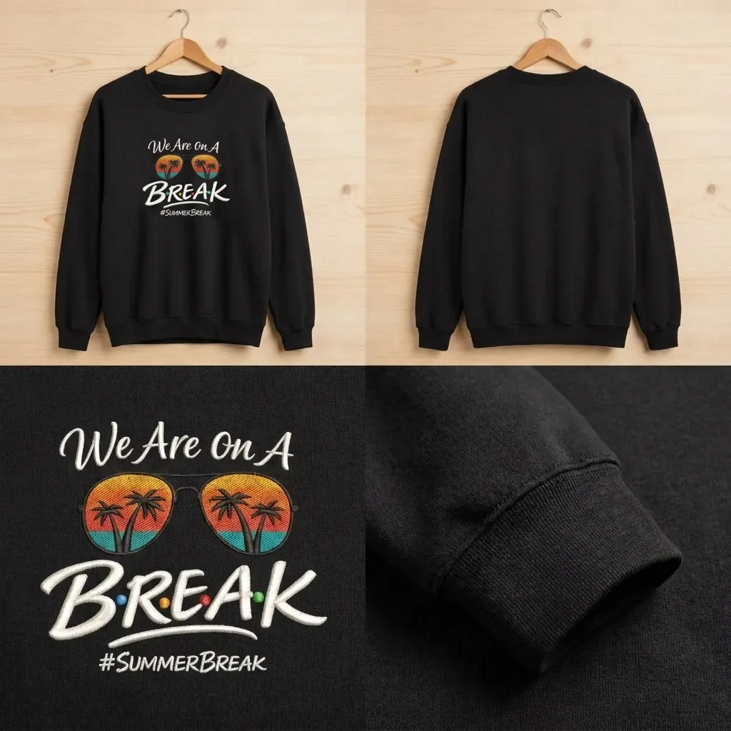 Embroidered We Are On A Break Sweatshirt, Funny Summer Beach Crew