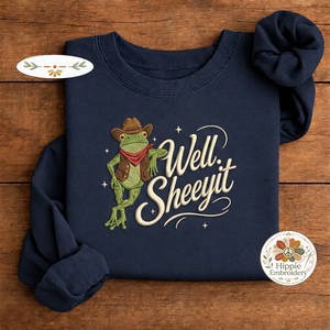 Embroidered Well Sheeyit Funny Cowboy Frog Sweatshirt, Southern Crew