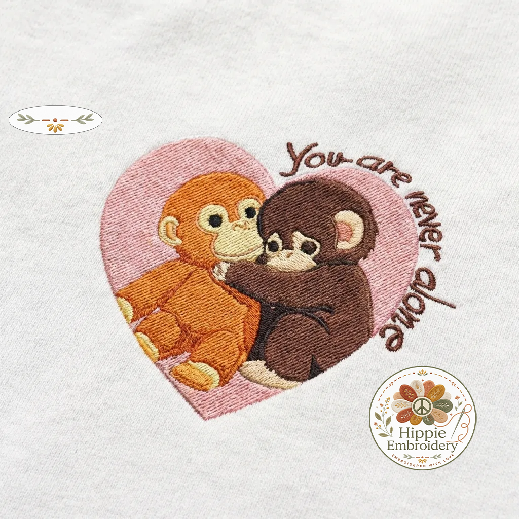 Embroidered You Are Never Alone Sweatshirt, Baby Monkey Top