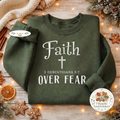 Faith Over Fear Embroidered Sweatshirt, Bible Verse Top