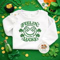 Feeling Lucky Smile Embroidered Sweatshirt, Shamrock Top