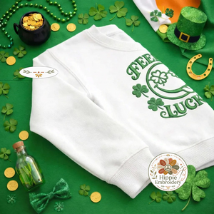 Feeling Lucky Smile Embroidered Sweatshirt, Shamrock Top