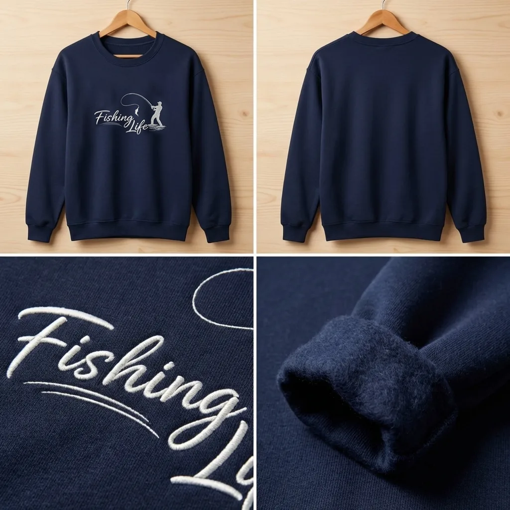 Embroidered Fishing Life Sweatshirt, Funny Fisherman Crewneck