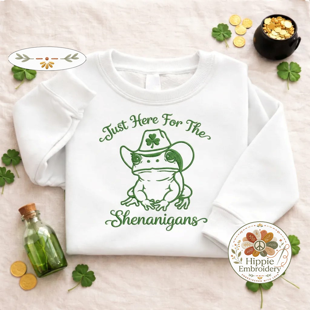 Frog Shenanigans Embroidered Sweatshirt, Funny Irish Top