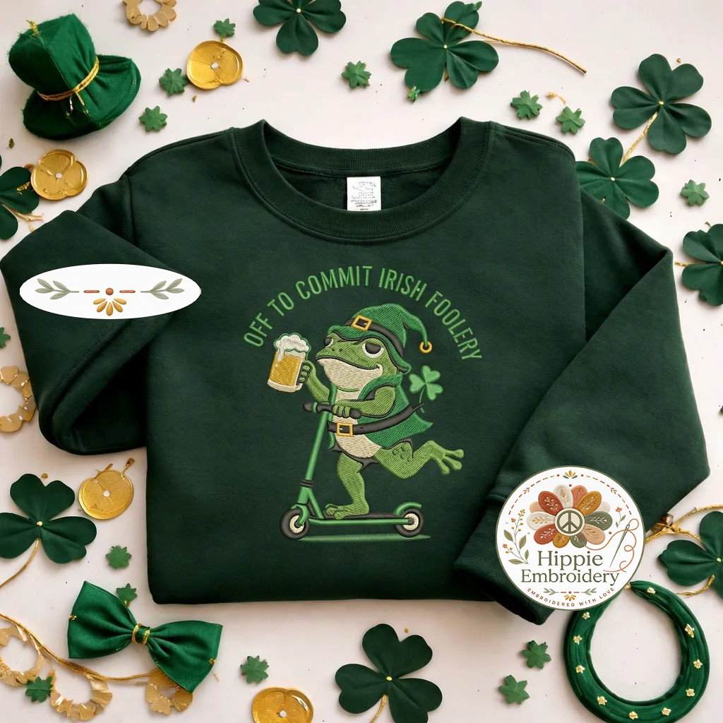 Funny Frog St Patricks Day Sweatshirt, Off To Irish Foolery Top