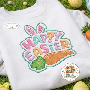 Happy Easter Embroidered Sweatshirt, Colorful Carrot Top