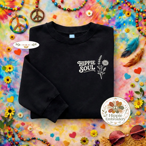 Hippie Soul Embroidered Sweatshirt, Boho Daisy Flower Top