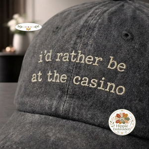 I'd Rather Be At Casino Embroidered Hat, Lucky Vegas Cap
