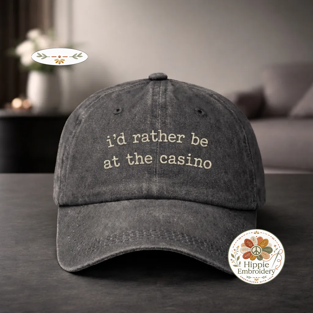 I'd Rather Be At Casino Embroidered Hat, Lucky Vegas Cap