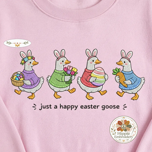 Just a Happy Easter Goose Embroidered Sweatshirt, Bunny Top