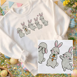 Little Bunnies Embroidered Sweatshirt, Easter Rabbit Top