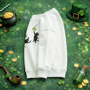 Lucky Cats Embroidered Sweatshirt, Irish Cat Lover Top