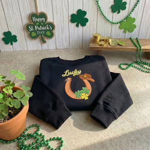 Lucky Cowboy Embroidered Sweatshirt, Western St Patricks Top