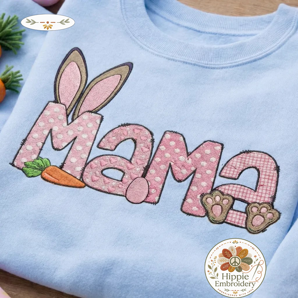 Mama Easter Embroidered Sweatshirt, Bunny Ears Mama Top