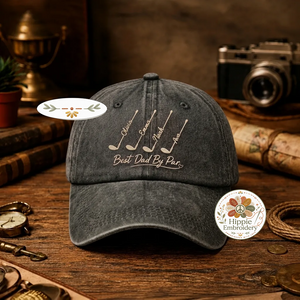 Personalized Best Dad By Par Embroidered Cap, Golf Dad Hat