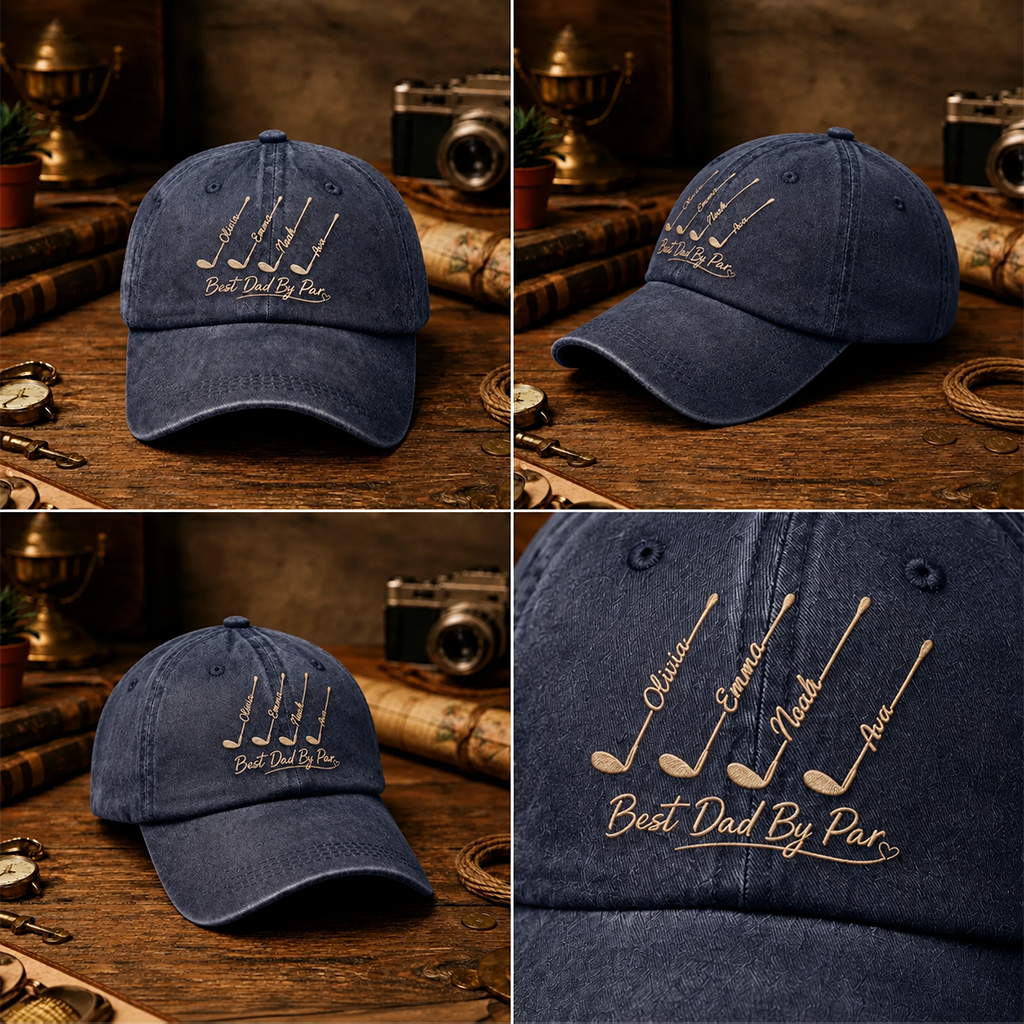 Personalized Best Dad By Par Embroidered Cap, Golf Dad Hat