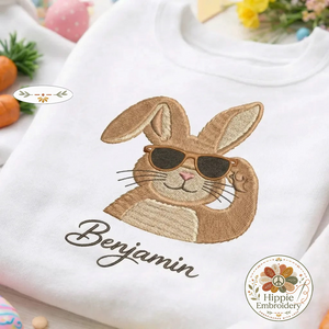 Personalized Cool Bunny Sunglasses Sweatshirt, Custom Name Top