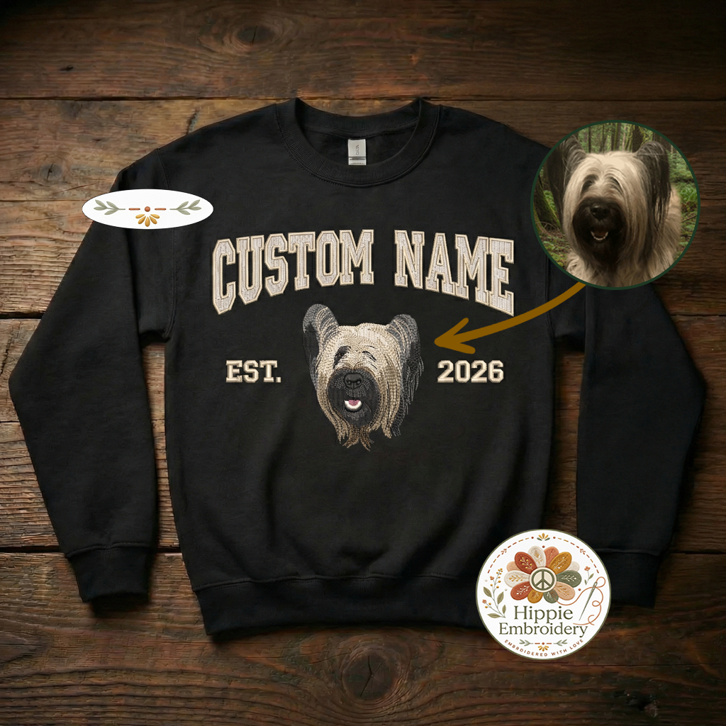Pet Portrait Embroidered Sweatshirt, Custom Pet Photo Top