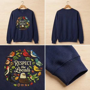Respect The Locals Embroidered Shirt, Woodland Bird Wildlife Crew