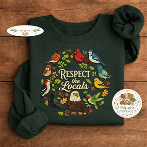 Respect The Locals Embroidered Shirt, Woodland Bird Wildlife Crew