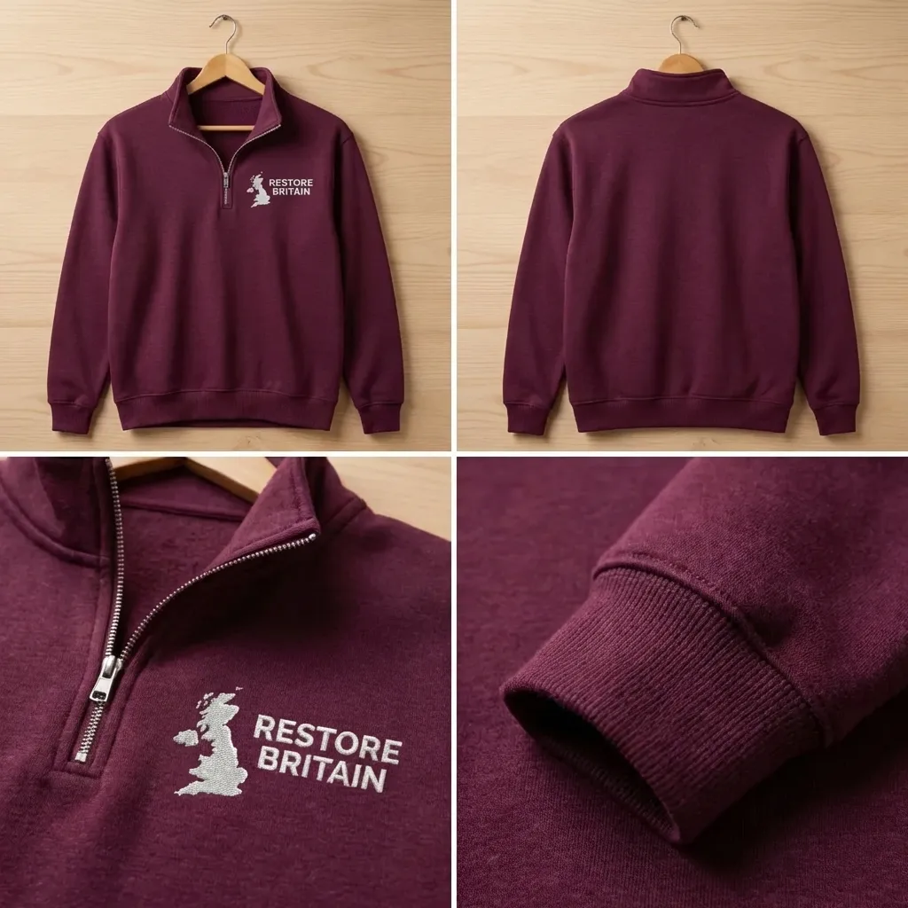 Restore Britain Embroidered Quarter Zip Sweatshirt - 235