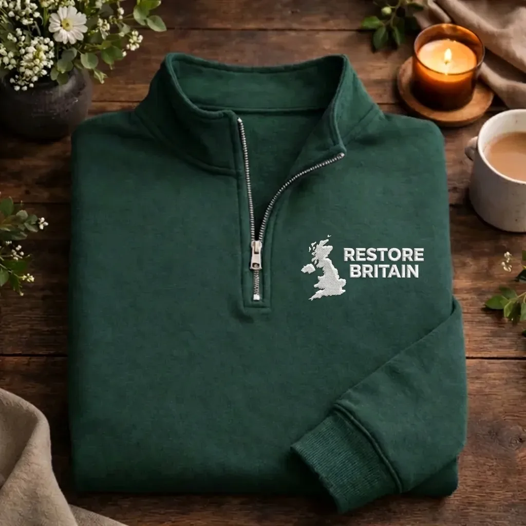 Restore Britain Embroidered Quarter Zip Sweatshirt - 235
