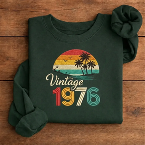 Retro 1976 Sunset Embroidered Sweatshirt, 50th Birthday Gift Crew