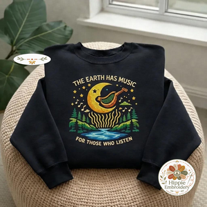 Tiki Surfer Embroidered Sweatshirt, Ukulele Aloha Beach Pullover