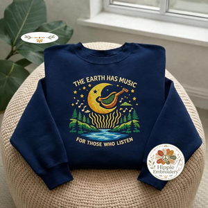 Tiki Surfer Embroidered Sweatshirt, Ukulele Aloha Beach Pullover