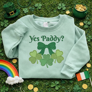 Yes Paddy Embroidered Sweatshirt, Irish Bow Holiday Top