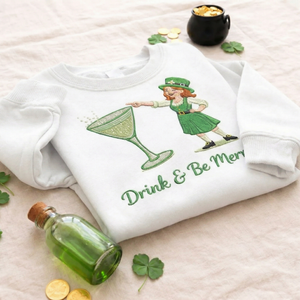 Embroidered St Patricks Day Sweatshirt, Leprechaun Top